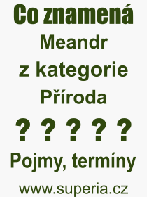 Co je to Meandr? Význam slova, termín, Odborný termín, výraz, slovo Meandr. Co znamená pojem Meandr z kategorie Příroda?