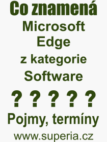 Co je to Microsoft Edge? Vznam slova, termn, Vraz, termn, definice slova Microsoft Edge. Co znamen odborn pojem Microsoft Edge z kategorie Software?