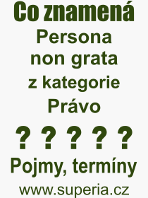 Co je to Persona non grata? Vznam slova, termn, Odborn termn, vraz, slovo Persona non grata. Co znamen pojem Persona non grata z kategorie Prvo?