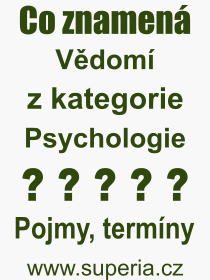 Co je to Vdom? Vznam slova, termn, Vraz, termn, definice slova Vdom. Co znamen odborn pojem Vdom z kategorie Psychologie?