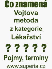 Co je to Vojtova metoda? Vznam slova, termn, Definice vrazu Vojtova metoda. Co znamen odborn pojem Vojtova metoda z kategorie Lkastv?