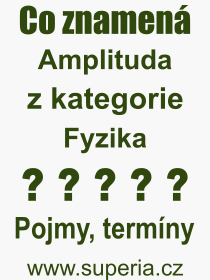 Co je to Amplituda? Vznam slova, termn, Odborn vraz, definice slova Amplituda. Co znamen slovo Amplituda z kategorie Fyzika?