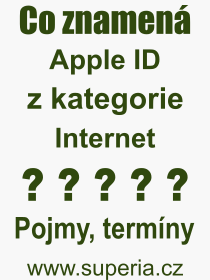 Co je to Apple ID? Vznam slova, termn, Definice odbornho termnu, slova Apple ID. Co znamen pojem Apple ID z kategorie Internet?
