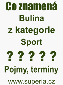 Co je to Bulina? Význam slova, termín, Výraz, termín, definice slova Bulina. Co znamená odborný pojem Bulina z kategorie Sport?