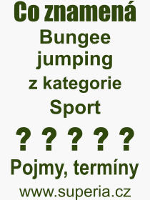 Co je to Bungee jumping? Význam slova, termín, Výraz, termín, definice slova Bungee jumping. Co znamená odborný pojem Bungee jumping z kategorie Sport?