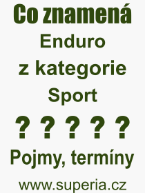 Co je to Enduro? Vznam slova, termn, Vraz, termn, definice slova Enduro. Co znamen odborn pojem Enduro z kategorie Sport?