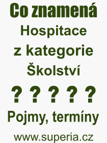 Pojem, v�raz, heslo, co je to Hospitace? 
