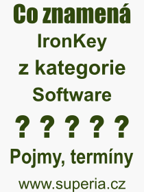 Co je to IronKey? Význam slova, termín, Výraz, termín, definice slova IronKey. Co znamená odborný pojem IronKey z kategorie Software?