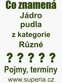 Co je to Jdro pudla? Vznam slova, termn, Definice vrazu, termnu Jdro pudla. Co znamen odborn pojem Jdro pudla z kategorie Rzn?