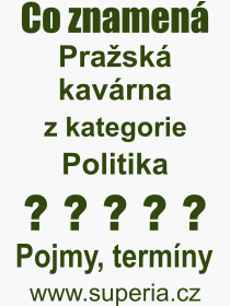 Pojem, v�raz, heslo, co je to Pra�sk� kav�rna? 