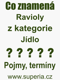 Co je to Ravioly? Význam slova, termín, Odborný termín, výraz, slovo Ravioly. Co znamená pojem Ravioly z kategorie Jídlo?