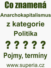Co je to Anarchokapitalismus? Význam slova, termín, Výraz, termín, definice slova Anarchokapitalismus. Co znamená odborný pojem Anarchokapitalismus z kategorie Politika?