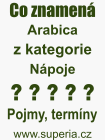 Co je to Arabica? Význam slova, termín, Výraz, termín, definice slova Arabica. Co znamená odborný pojem Arabica z kategorie Nápoje?