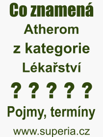 Co je to Atherom? Vznam slova, termn, Vraz, termn, definice slova Atherom. Co znamen odborn pojem Atherom z kategorie Lkastv?