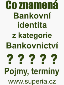 Pojem, výraz, heslo, co je to Bankovní identita? 