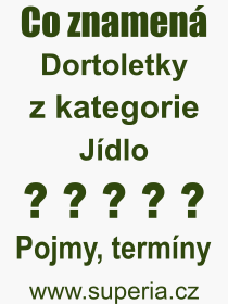 Co je to Dortoletky? Význam slova, termín, Odborný termín, výraz, slovo Dortoletky. Co znamená pojem Dortoletky z kategorie Jídlo?
