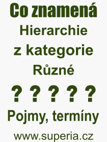 Co je to Hierarchie? Vznam slova, termn, Odborn vraz, definice slova Hierarchie. Co znamen slovo Hierarchie z kategorie Rzn?