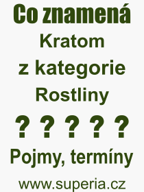 Co je to Kratom? Vznam slova, termn, Definice odbornho termnu, slova Kratom. Co znamen pojem Kratom z kategorie Rostliny?