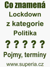 Co je to Lockdown? Význam slova, termín, Výraz, termín, definice slova Lockdown. Co znamená odborný pojem Lockdown z kategorie Politika?
