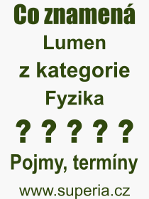 Co je to Lumen? Vznam slova, termn, Definice vrazu Lumen. Co znamen odborn pojem Lumen z kategorie Fyzika?