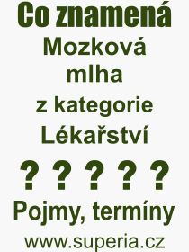 Co je to Mozkov mlha? Vznam slova, termn, Odborn vraz, definice slova Mozkov mlha. Co znamen pojem Mozkov mlha z kategorie Lkastv?