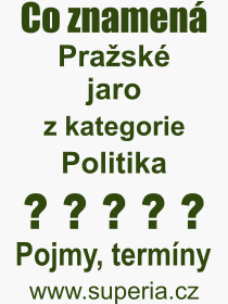 Co je to Prask jaro? Vznam slova, termn, Odborn vraz, definice slova Prask jaro. Co znamen pojem Prask jaro z kategorie Politika?