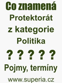 Co je to Protektorát? Význam slova, termín, Odborný výraz, definice slova Protektorát. Co znamená pojem Protektorát z kategorie Politika?