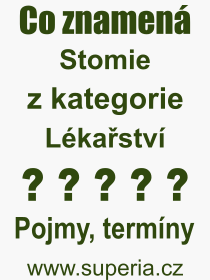 Co je to Stomie? Vznam slova, termn, Odborn vraz, definice slova Stomie. Co znamen pojem Stomie z kategorie Lkastv?