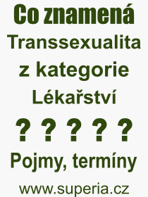 Pojem, vraz, heslo, co je to Transsexualita? 